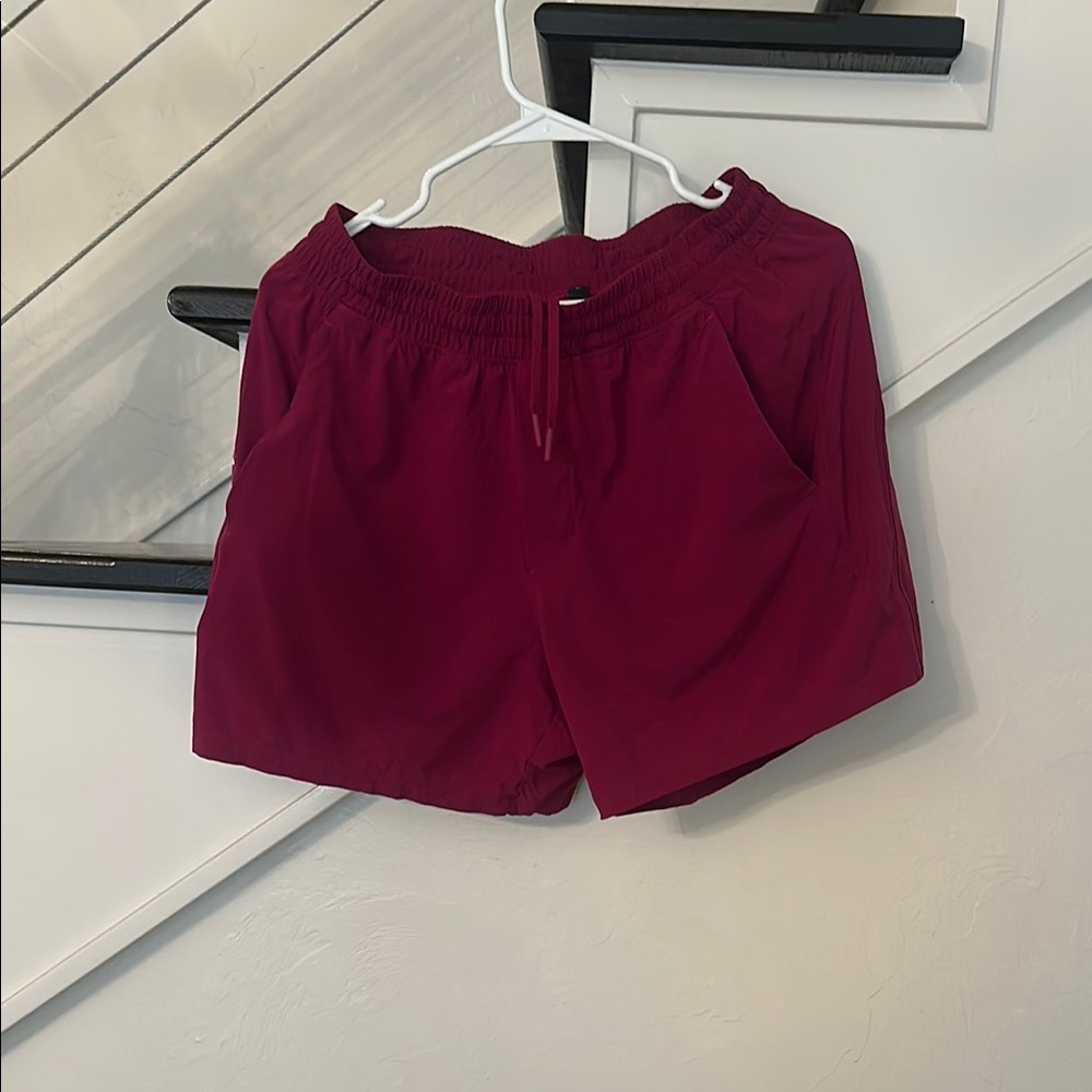lululemon athletica Red Athletic Shorts with Elastic Waistband and Relaxed Fit